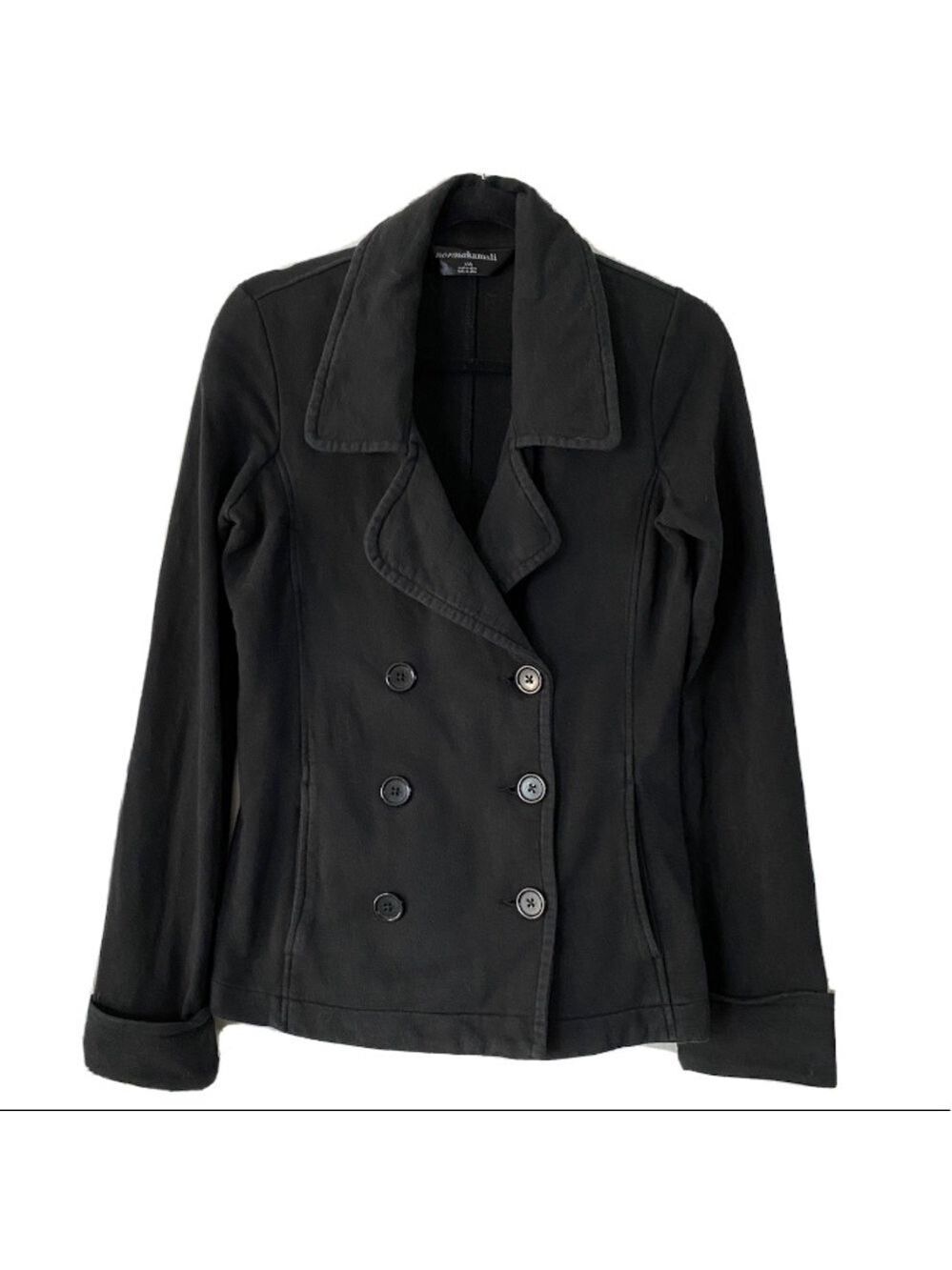 Norma Kamali Women’s Black Stretch Blazer Button Front Pockets Size Smal…